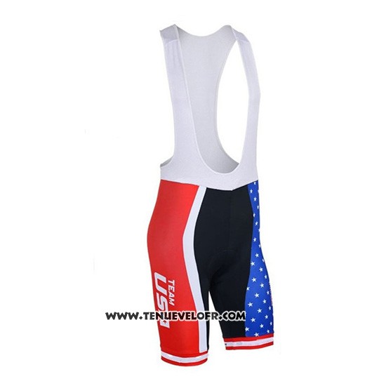 2018 Maillot Ciclismo USA Bleu et Rouge Manches Courtes et Cuissard
